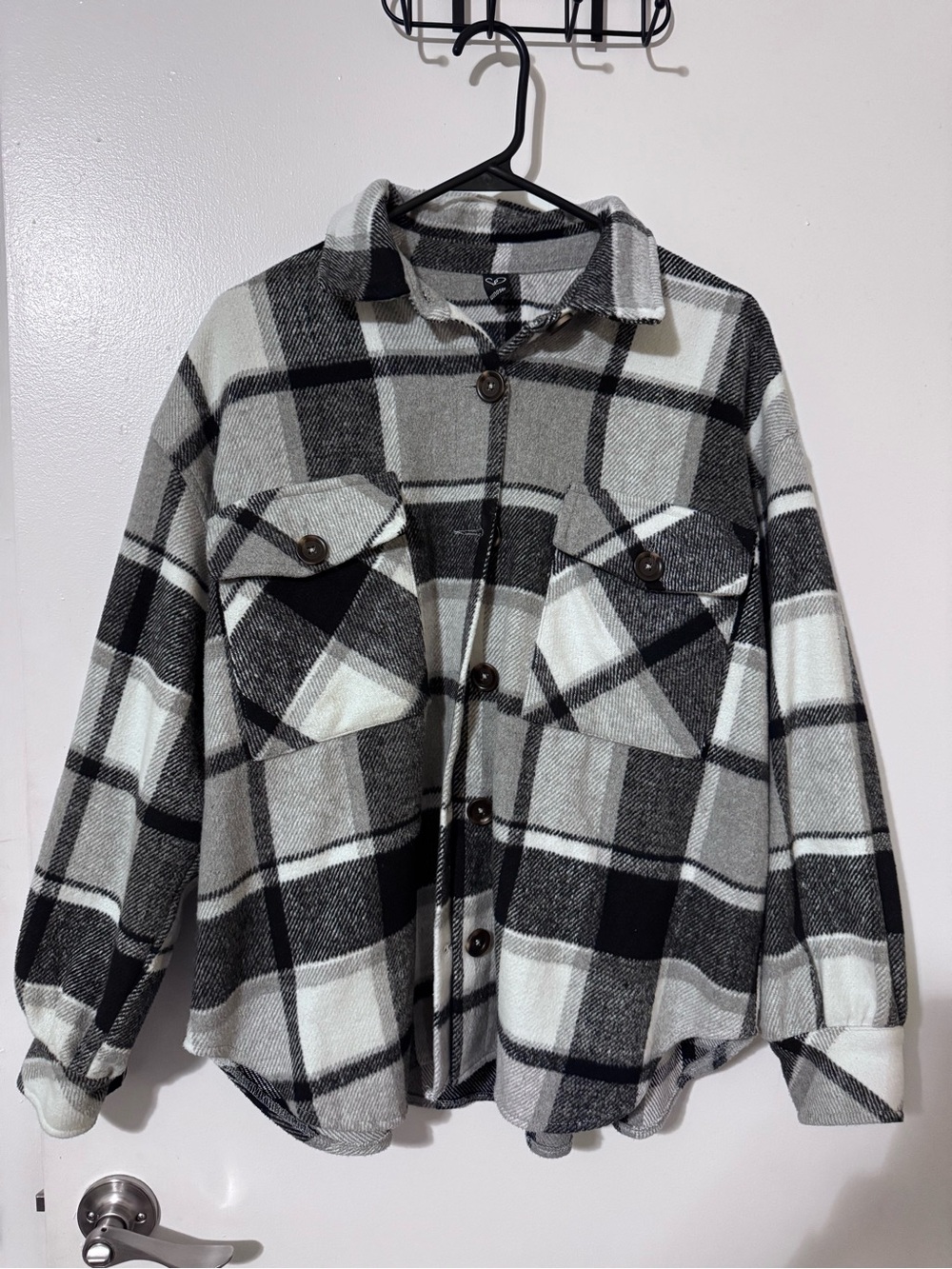 Windsor Black and White Plaid Utility Shacket